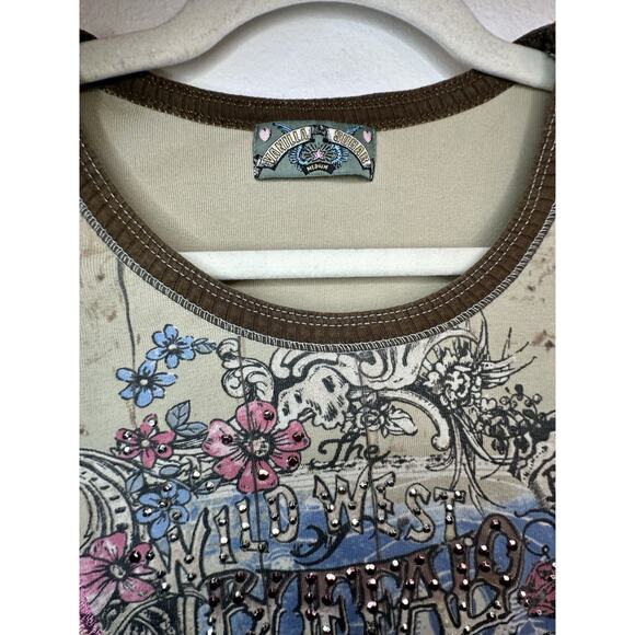 Vtg Y2K Vanilla Sugar Size Medium Western Whimsy Wild West Jeweled With Lace - Picture 4 of 8